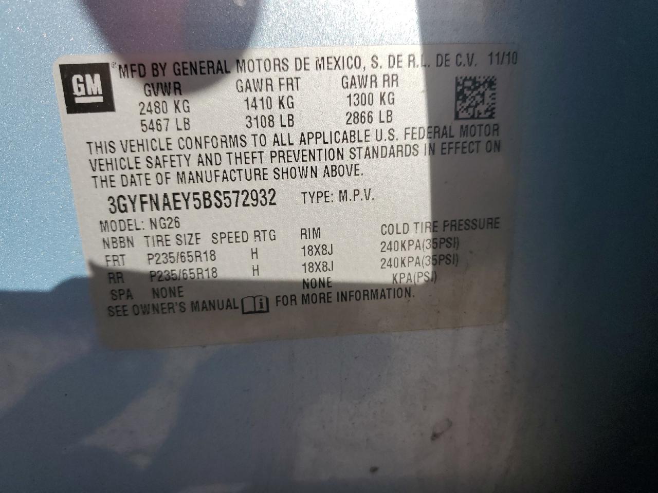 2011 Cadillac Srx Luxury Collection VIN: 3GYFNAEY5BS572932 Lot: 91108915