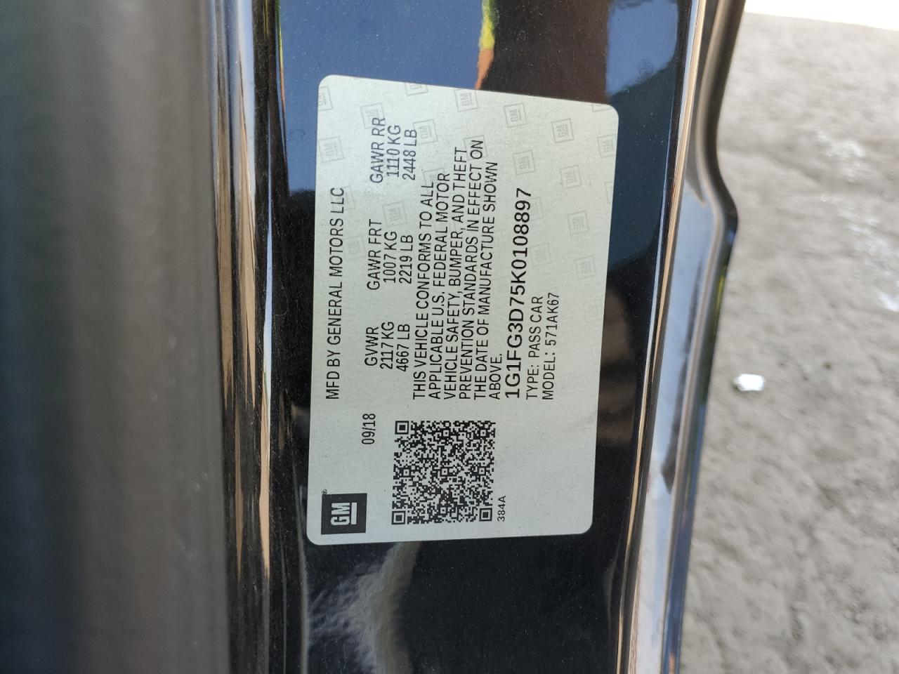 2019 Chevrolet Camaro Ss VIN: 1G1FG3D75K0108897 Lot: 93066615