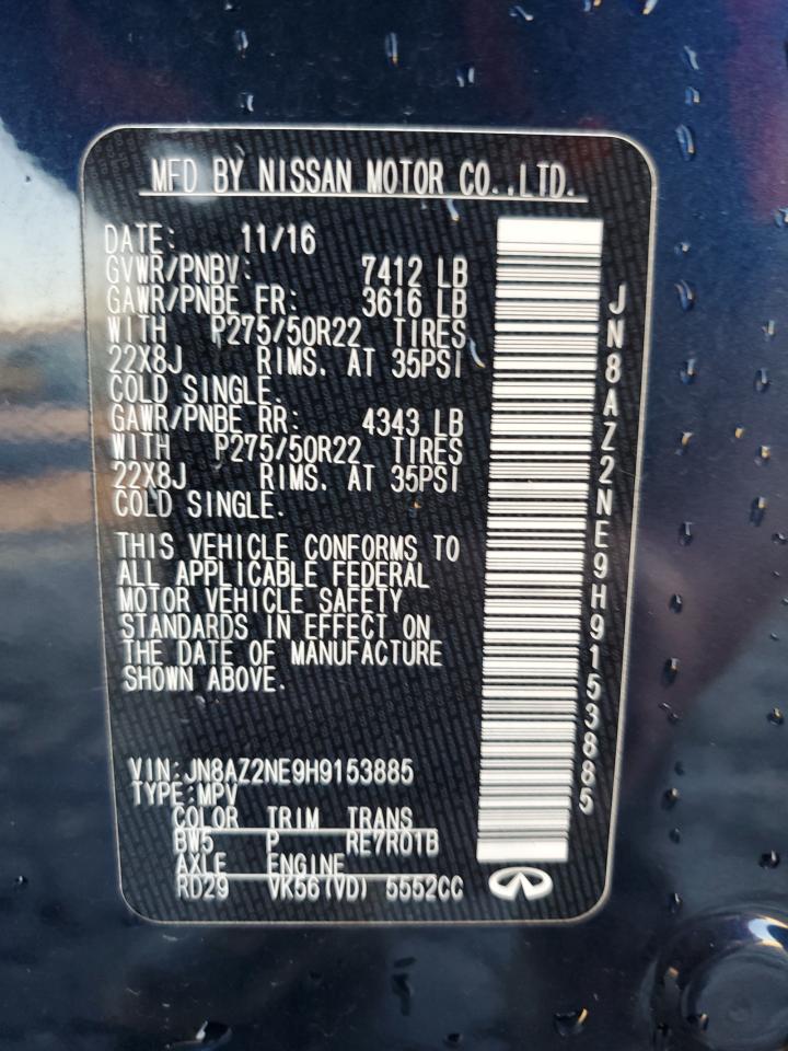 2017 Infiniti Qx80 Base VIN: JN8AZ2NE9H9153885 Lot: 91415835