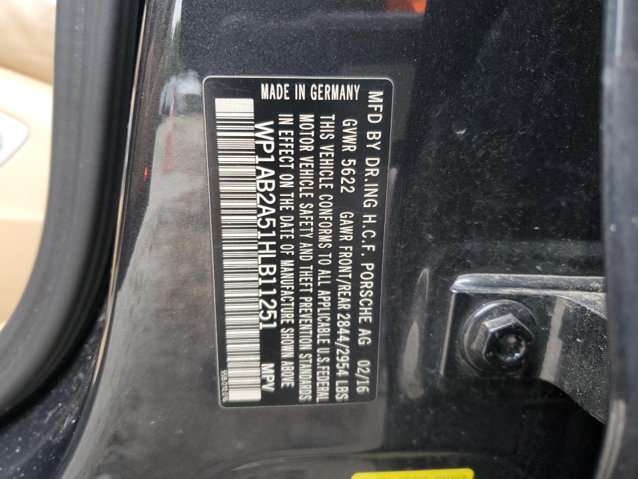 2017 Porsche Macan S VIN: WP1AB2A51HLB11251 Lot: 91708375