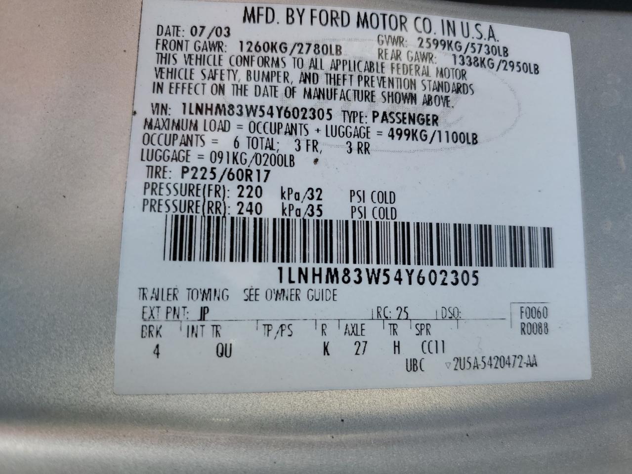 2004 Lincoln Town Car Ultimate VIN: 1LNHM83W54Y602305 Lot: 91967665