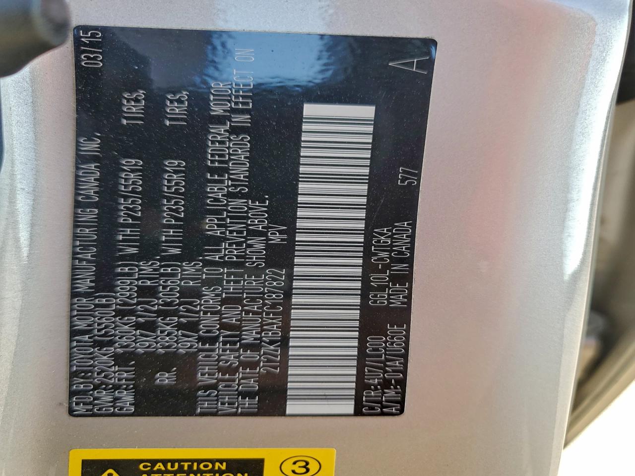 2015 Lexus Rx 350 VIN: 2T2ZK1BAXFC187822 Lot: 94124075