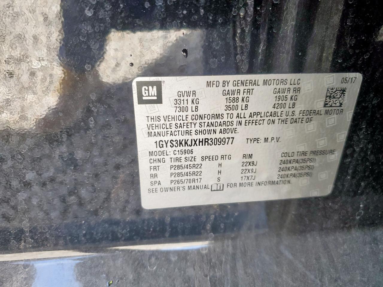 2017 Cadillac Escalade Esv Platinum VIN: 1GYS3KKJXHR309977 Lot: 91563305