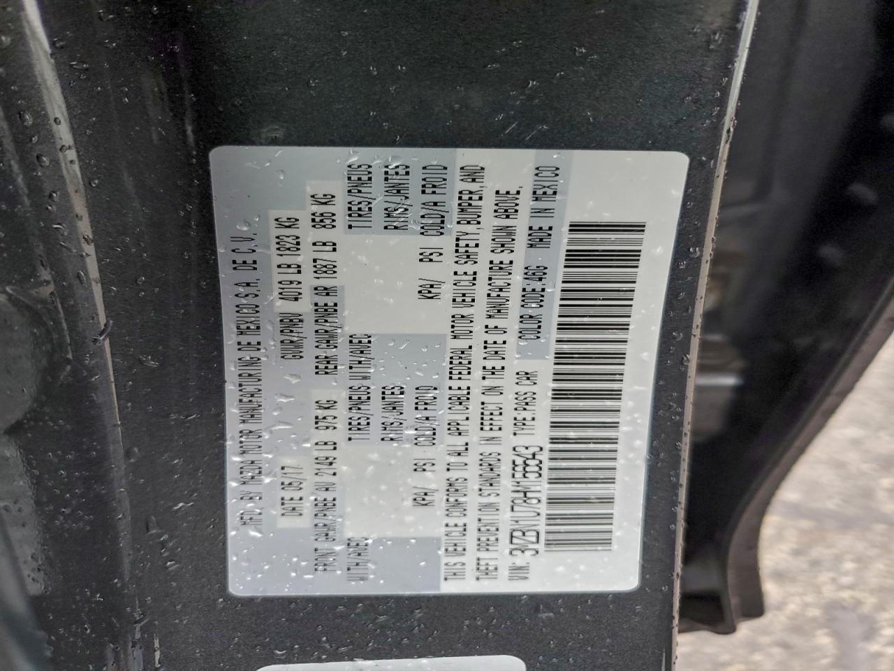 2017 Mazda 3 Sport VIN: 3MZBN1U78HM156543 Lot: 94574595