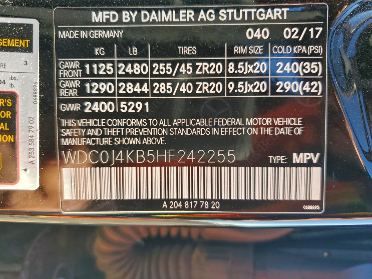 2017 Mercedes-Benz Glc Coupe 300 4Matic VIN: WDC0J4KB5HF242255 Lot: 93666315