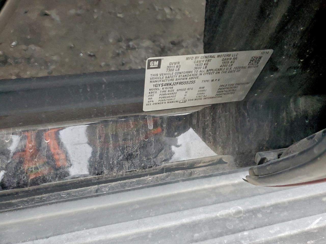 2015 Cadillac Escalade Premium VIN: 1GYS4NKJ2FR555255 Lot: 91845215