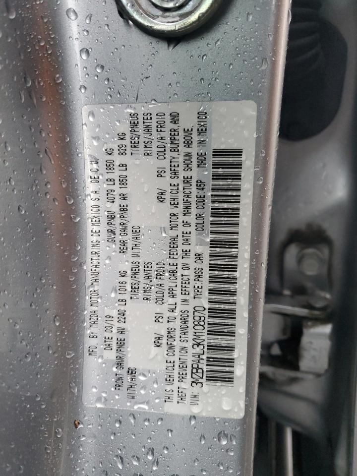 2019 Mazda 3 Select VIN: 3MZBPAAL3KM108970 Lot: 92937565