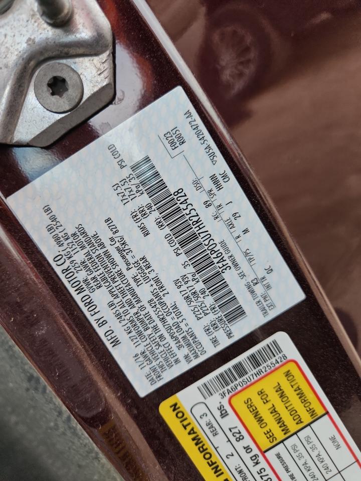 2017 Ford Fusion Titanium Phev VIN: 3FA6P0SU7HR255428 Lot: 90994745