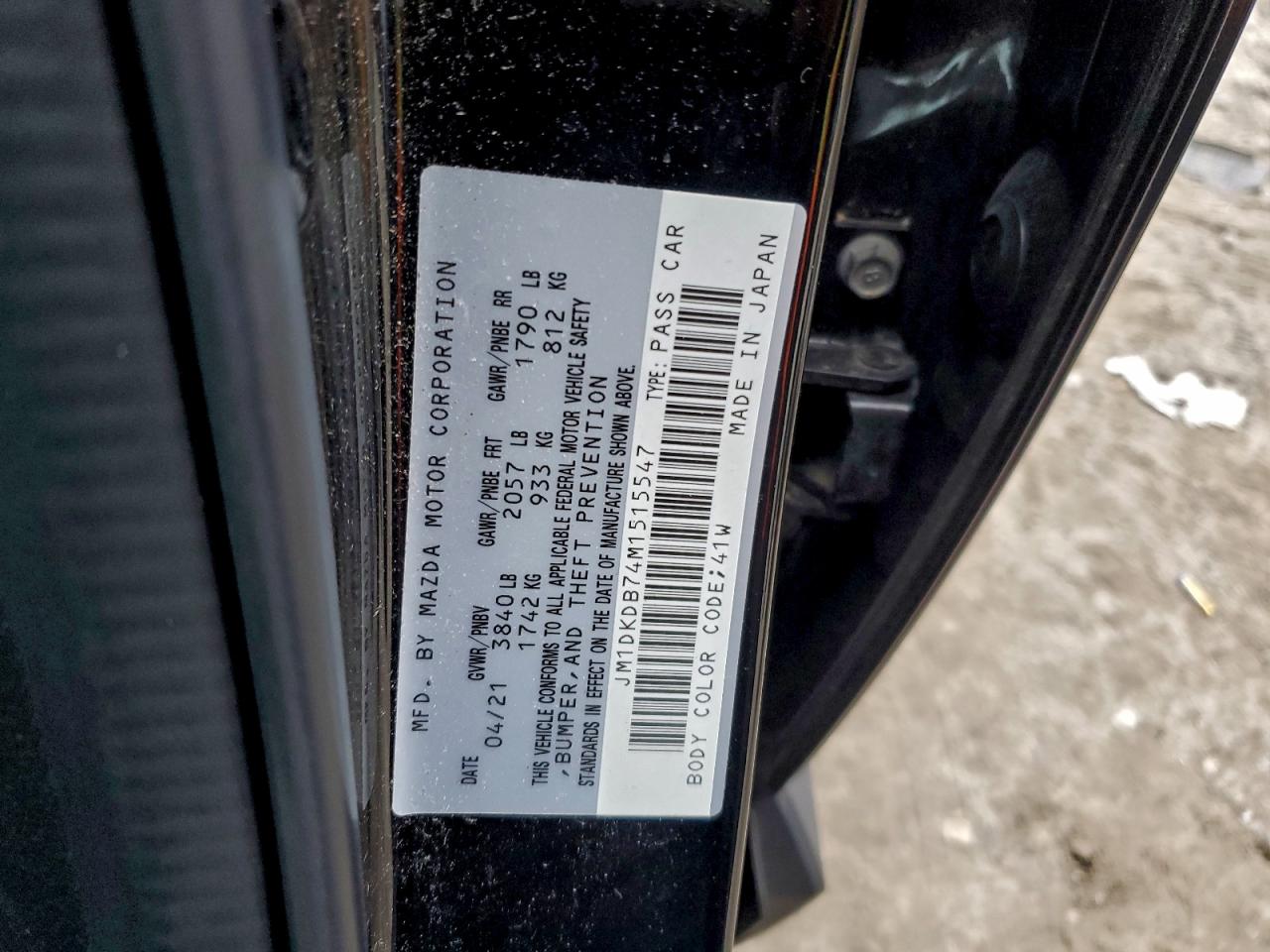 2021 Mazda Cx-3 Sport VIN: JM1DKDB74M1515547 Lot: 94335395