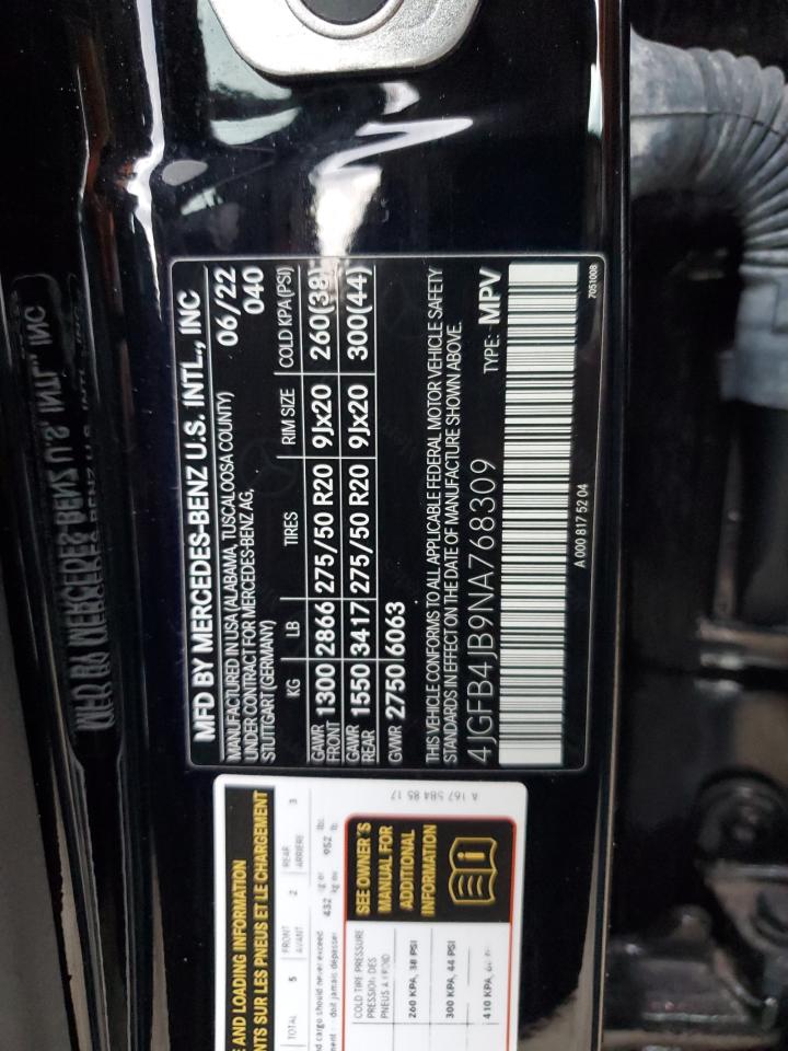 2022 Mercedes-Benz Gle 350 VIN: 4JGFB4JB9NA768309 Lot: 91648105