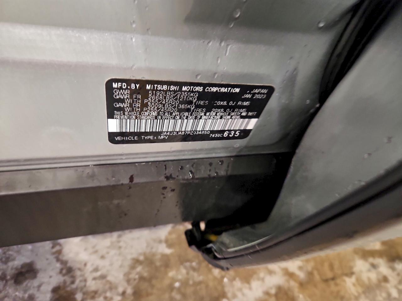 2023 Mitsubishi Outlander Se VIN: JA4J3UA87PZ034850 Lot: 92293845