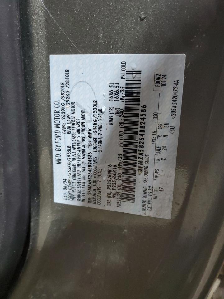 2004 Ford Freestar Limited VIN: 2FMZA58264BB24586 Lot: 92603525