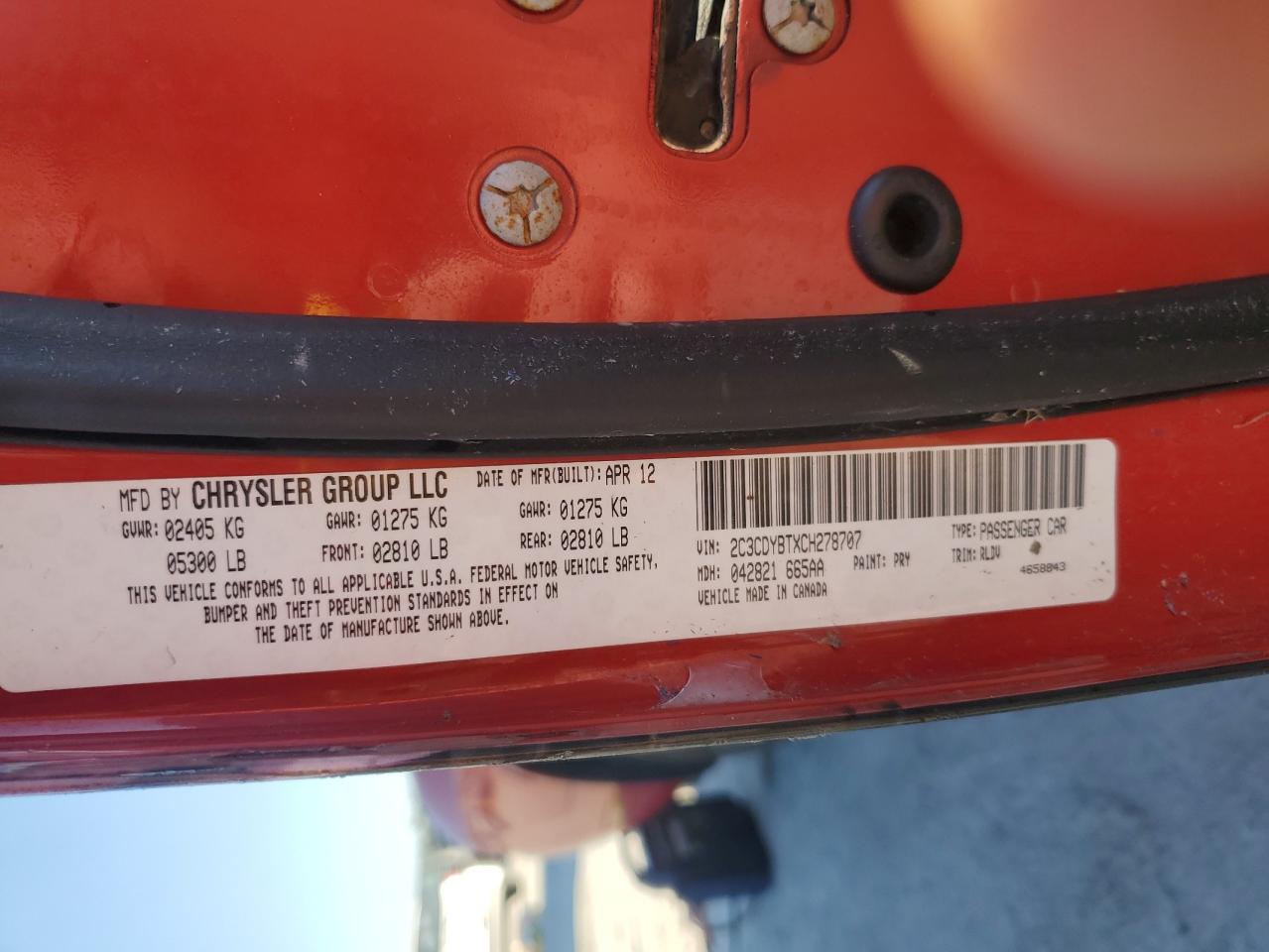 2012 Dodge Challenger R/T VIN: 2C3CDYBTXCH278707 Lot: 92845165