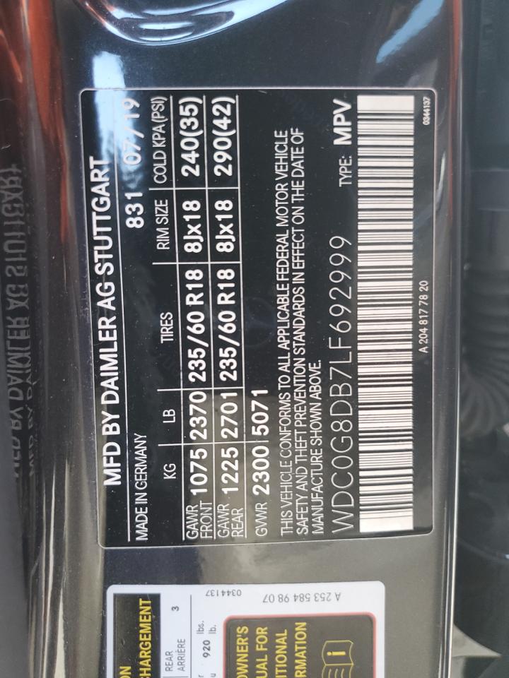 2020 Mercedes-Benz Glc 300 VIN: WDC0G8DB7LF692999 Lot: 93271125