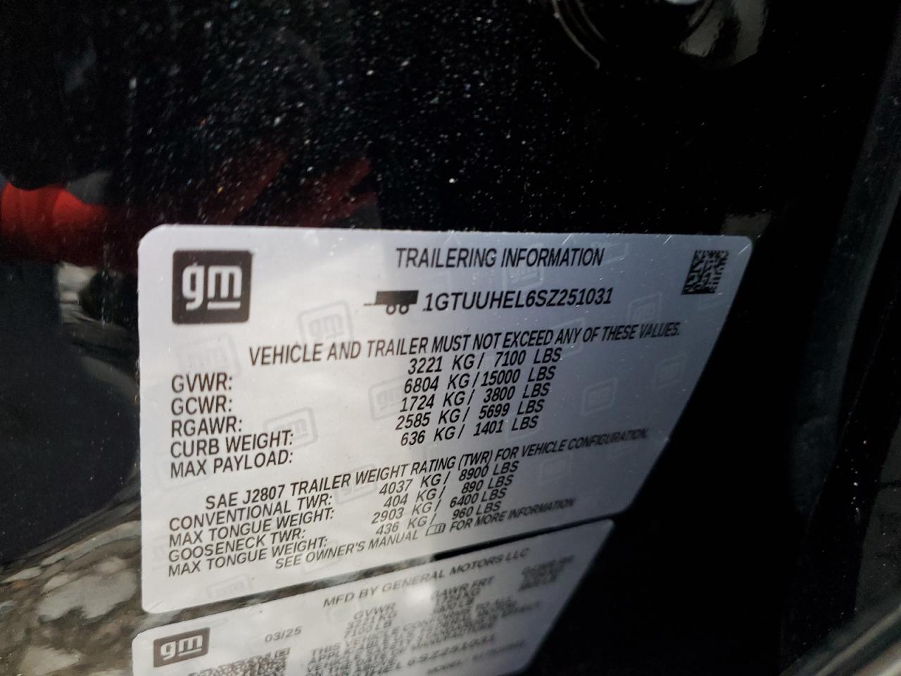 2025 GMC Sierra K1500 Denali Ultimate VIN: 1GTUUHEL6SZ251031 Lot: 92566835