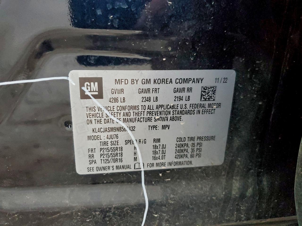 2022 Buick Encore Preferred VIN: KL4CJASM9NB568432 Lot: 94079385