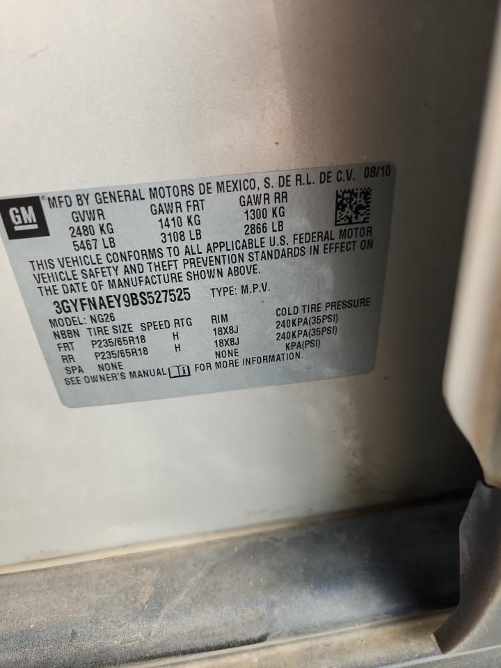 2011 Cadillac Srx Luxury Collection VIN: 3GYFNAEY9BS527525 Lot: 93511555