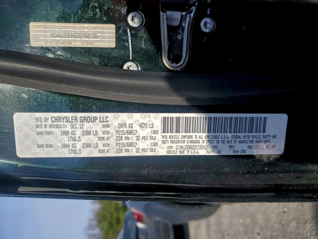 2013 Jeep Compass Sport VIN: 1C4NJDBB6DD192435 Lot: 94095935