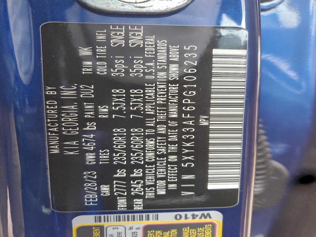 2023 Kia Sportage Ex VIN: 5XYK33AF6PG106235 Lot: 91887545