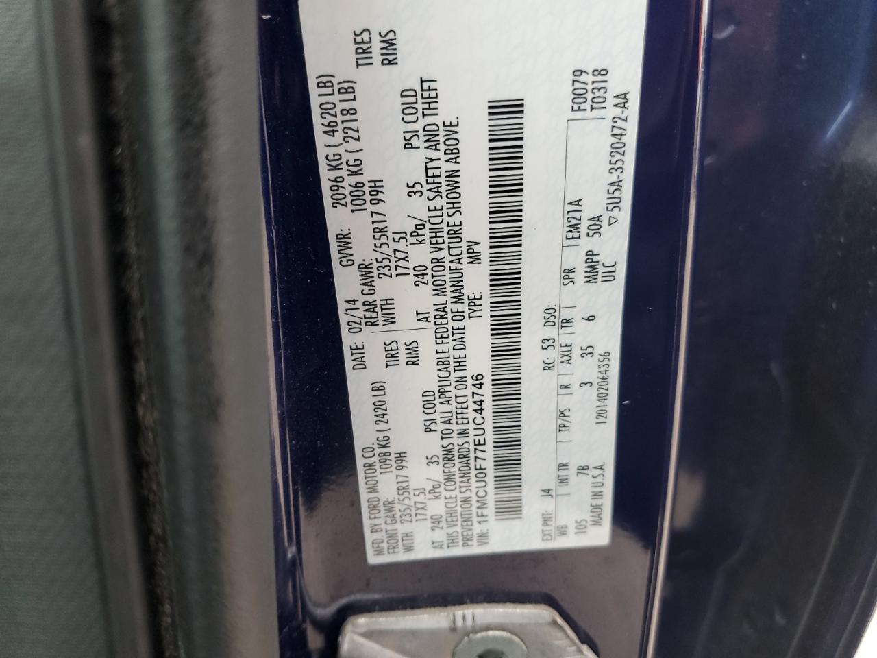 2014 Ford Escape S VIN: 1FMCU0F77EUC44746 Lot: 93302745