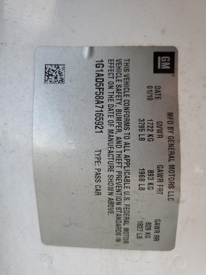 2010 Chevrolet Cobalt 1Lt VIN: 1G1AD5F58A7165921 Lot: 93387095