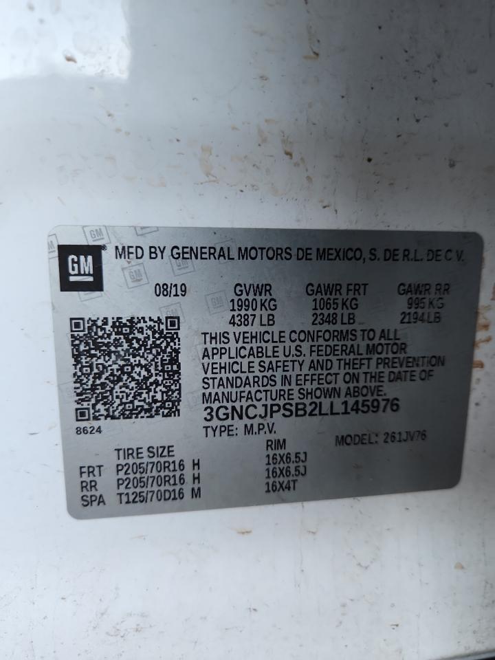 2020 Chevrolet Trax 1Lt VIN: 3GNCJPSB2LL145976 Lot: 92120305