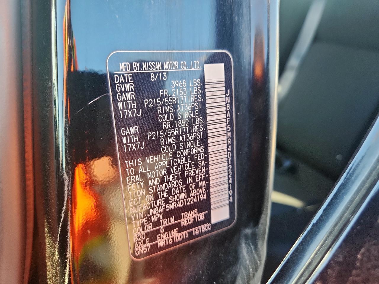 2013 Nissan Juke S VIN: JN8AF5MR4DT224194 Lot: 92725165