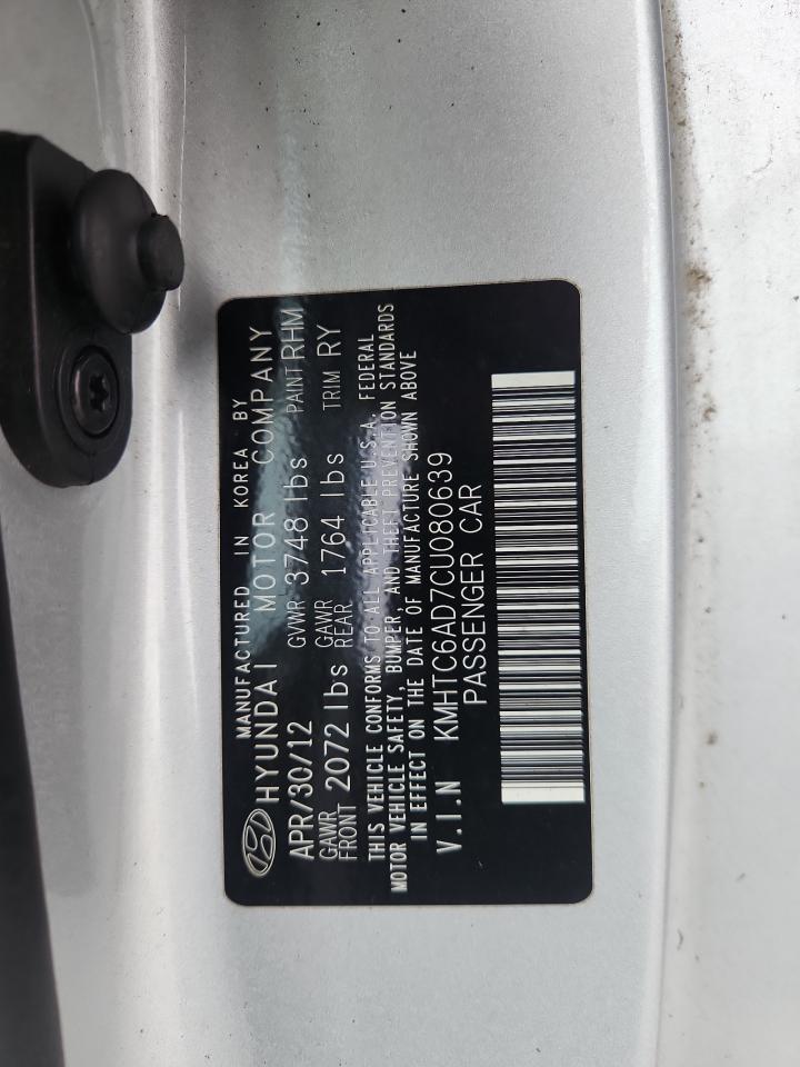 2012 Hyundai Veloster VIN: KMHTC6AD7CU080639 Lot: 93379715