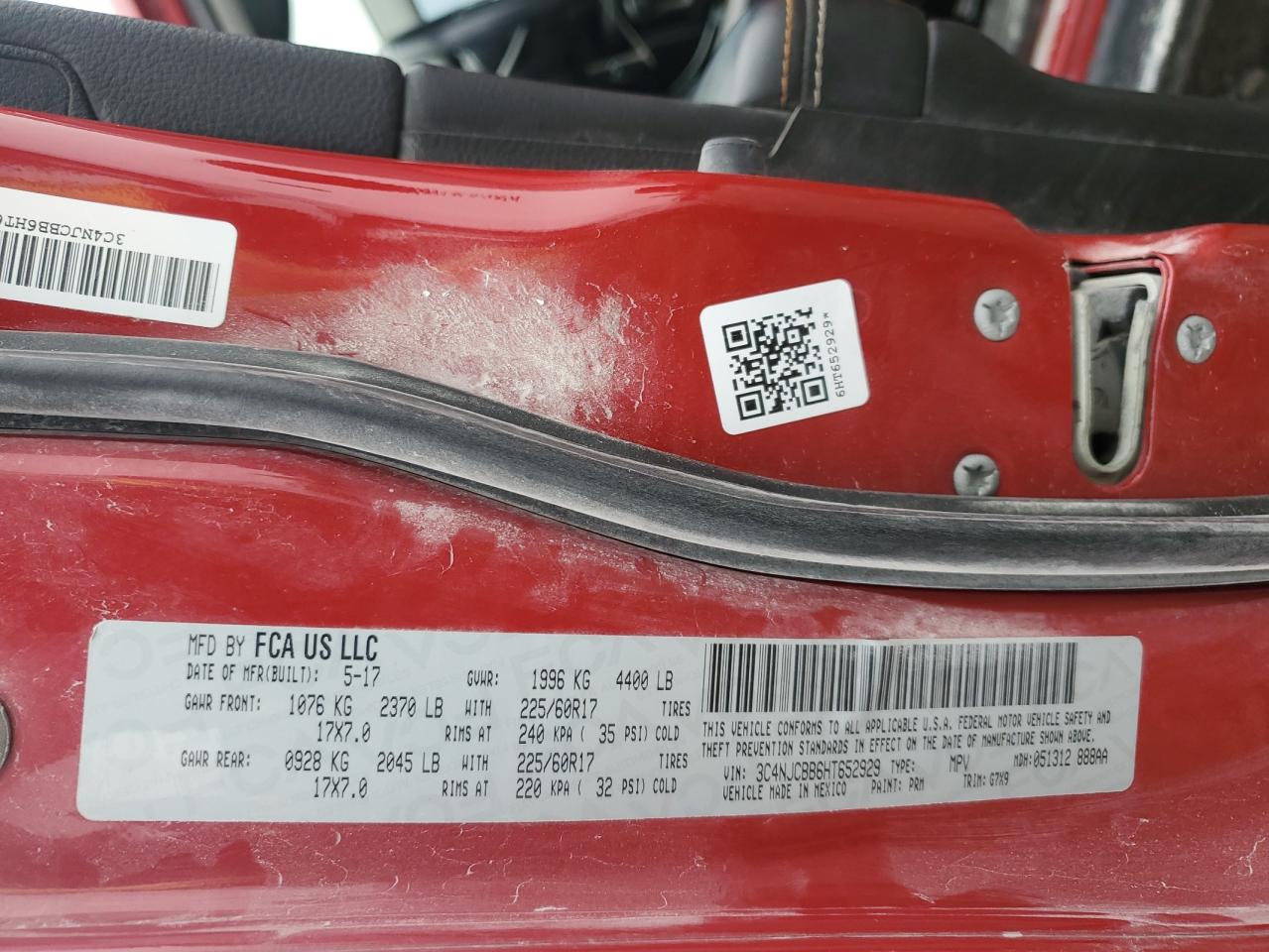 2017 Jeep Compass Latitude VIN: 3C4NJCBB6HT652929 Lot: 93897095