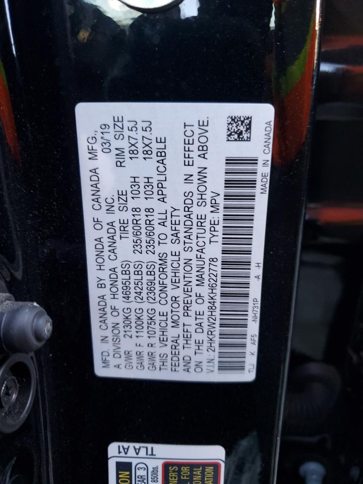 2019 Honda Cr-V Exl VIN: 2HKRW2H84KH622778 Lot: 91102795