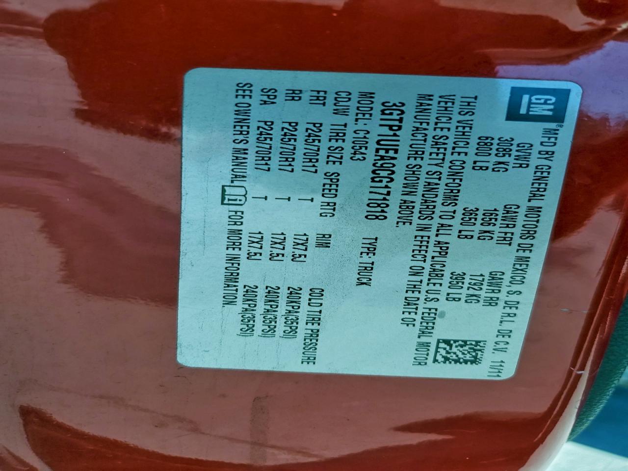 2012 GMC Sierra C1500 Sl VIN: 3GTP1UEA9CG171818 Lot: 91623575