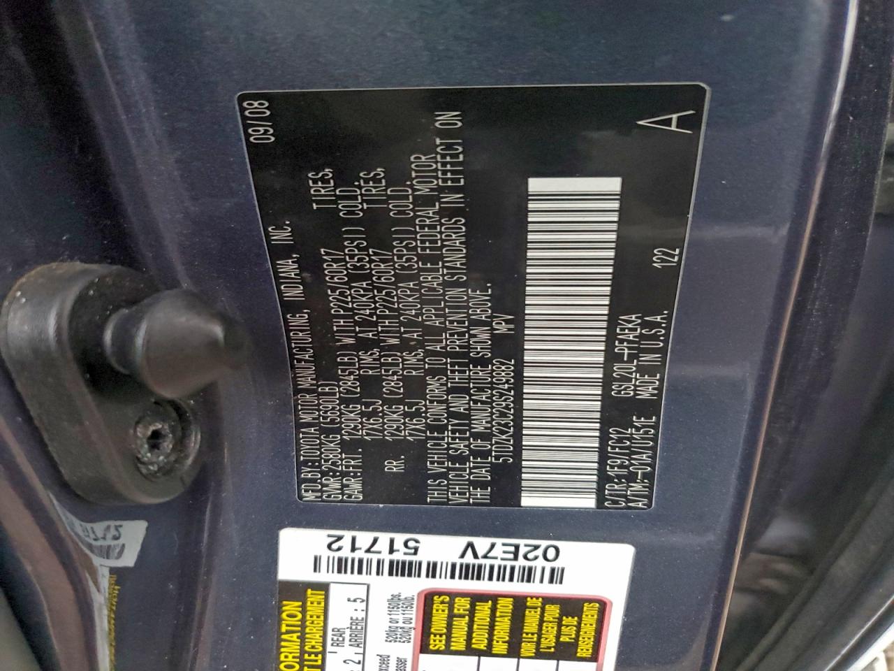 2009 Toyota Sienna Ce VIN: 5TDZK23C29S249882 Lot: 91981975