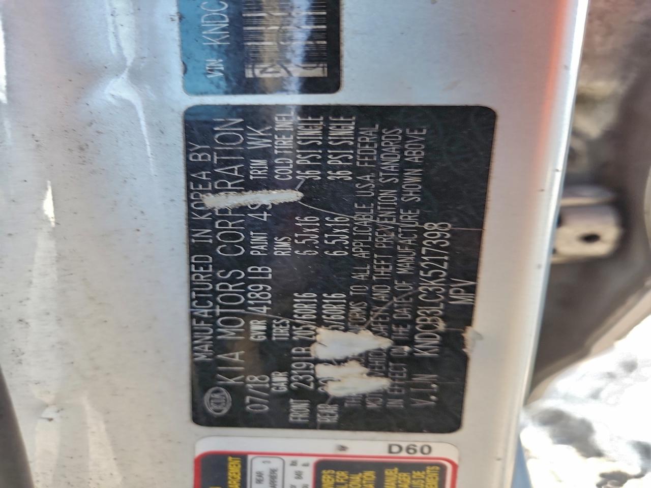 2019 Kia Niro Fe VIN: KNDCB3LC3K5217398 Lot: 94421365