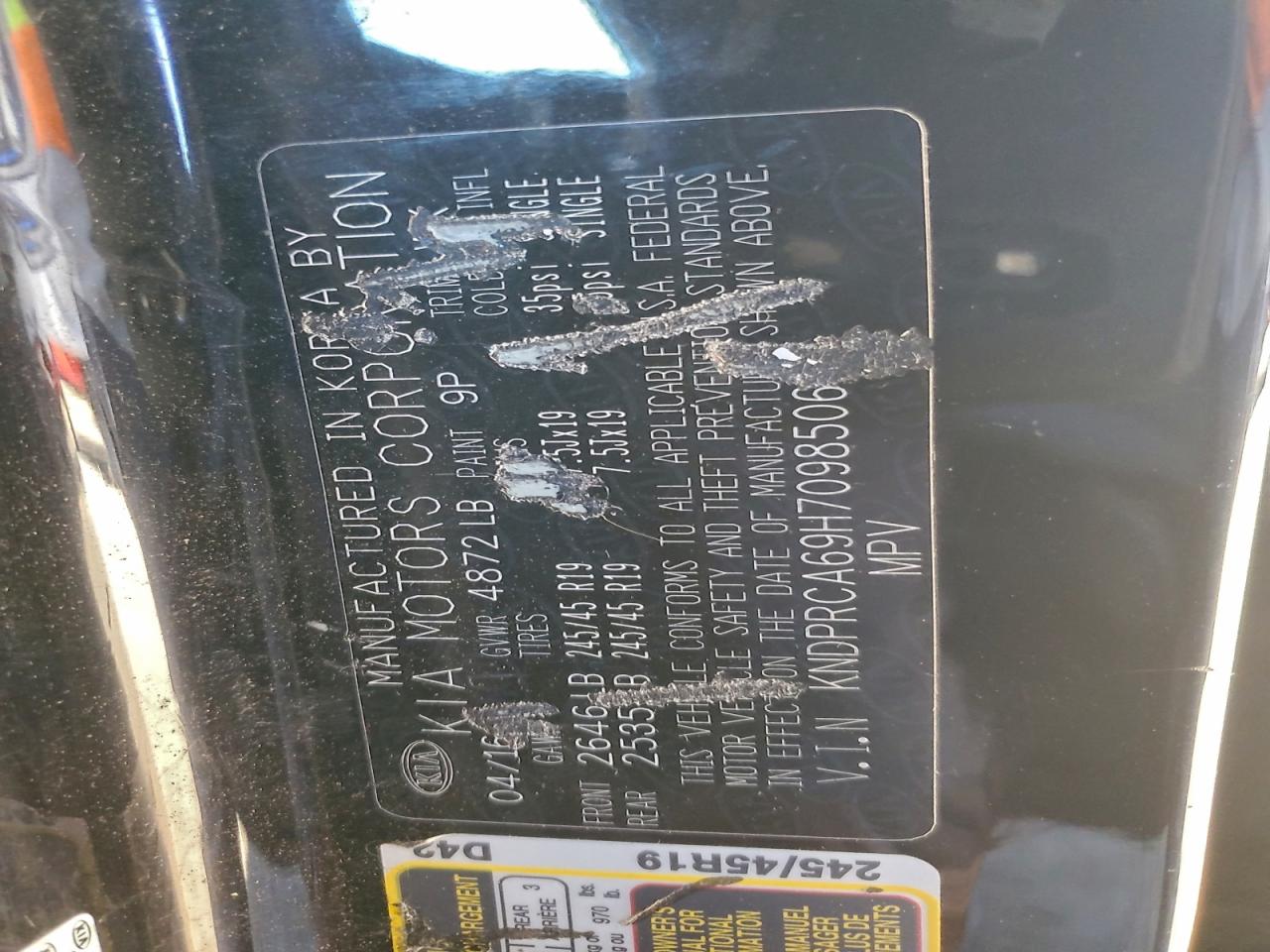 2017 Kia Sportage Sx VIN: KNDPRCA69H7098506 Lot: 94315095