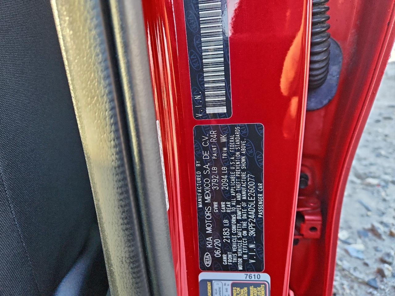 2020 Kia Forte Fe VIN: 3KPF24AD5LE260077 Lot: 94517035