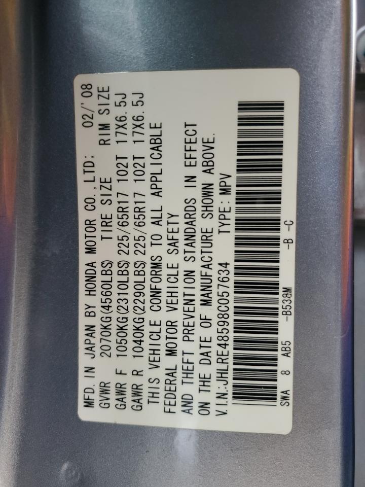 2008 Honda Cr-V Ex VIN: JHLRE48598C057634 Lot: 92536965