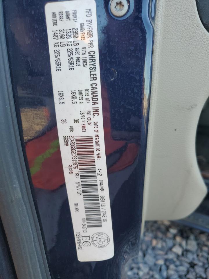 2012 Dodge Grand Caravan Se VIN: 2C4RDGBG2CR319876 Lot: 91653705