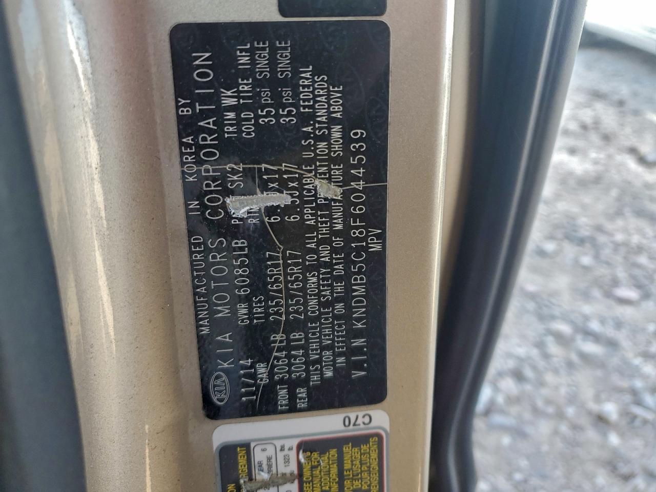 2015 Kia Sedona Lx VIN: KNDMB5C18F6044539 Lot: 94570355