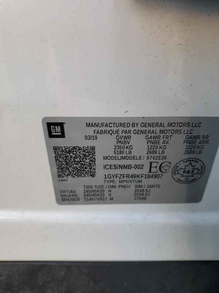 2019 Cadillac Xt4 Sport VIN: 1GYFZFR49KF184907 Lot: 93129955