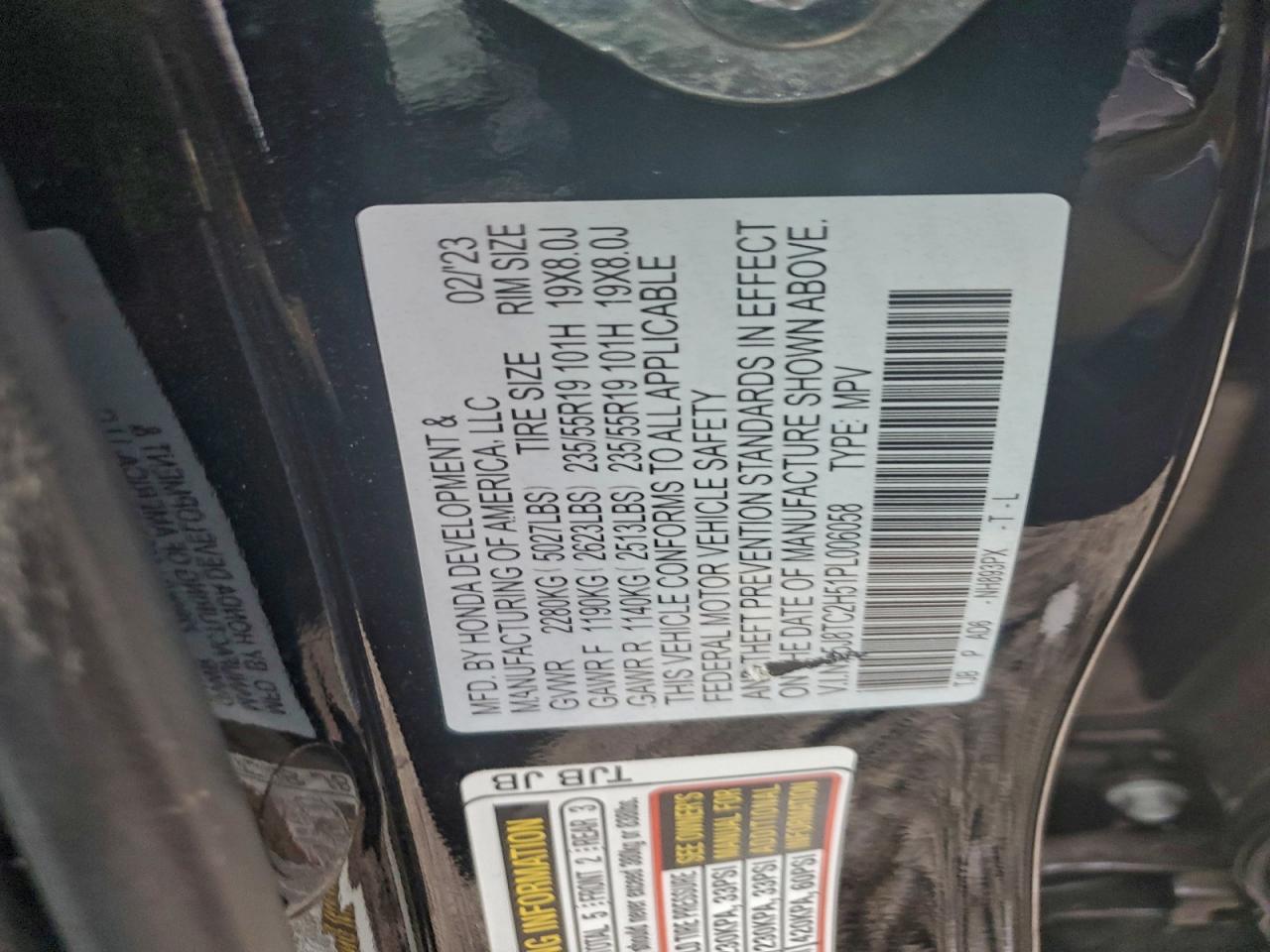 2023 Acura Rdx Technology VIN: 5J8TC2H51PL006058 Lot: 94457155