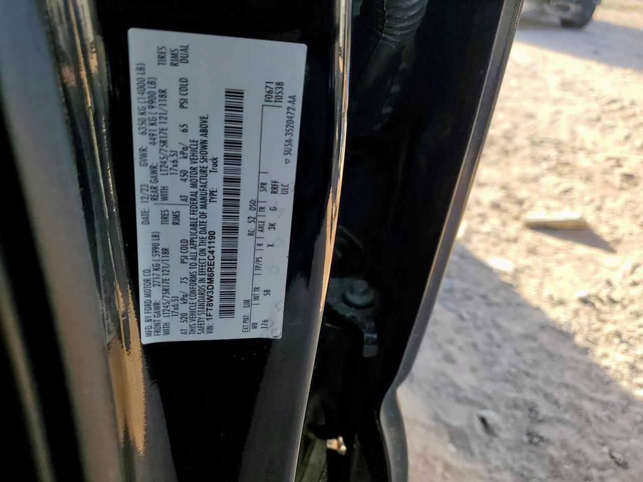 2024 Ford F350 Super Duty VIN: 1FT8W3DM6REC41190 Lot: 91695355