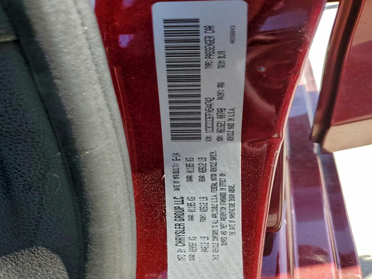 2015 Chrysler 200 C VIN: 1C3CCCCB7FN544742 Lot: 92028315