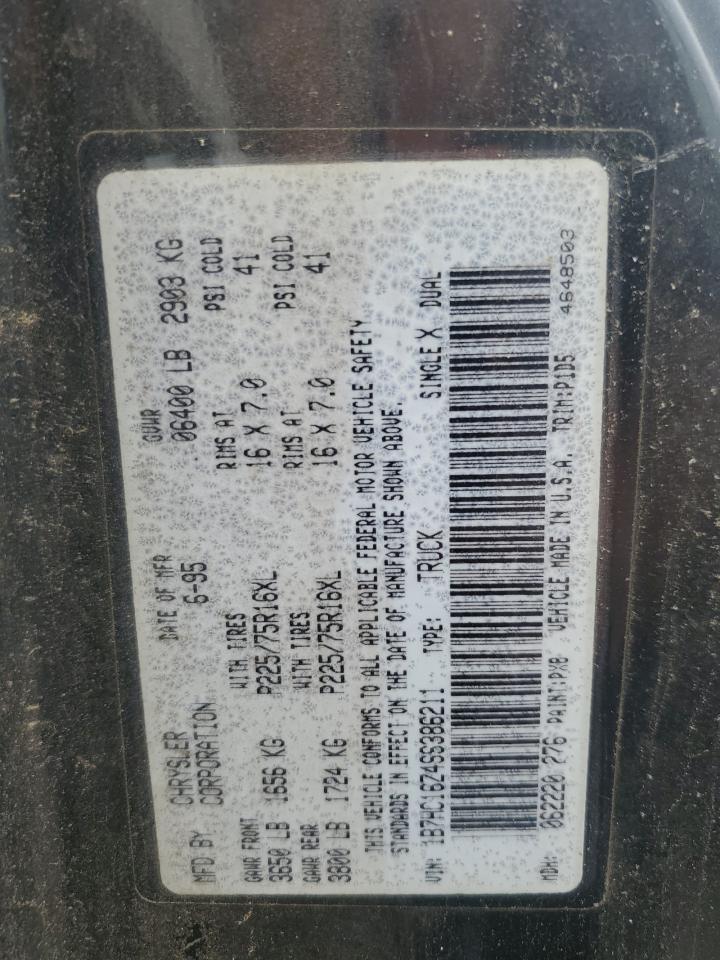 1995 Dodge Ram 1500 VIN: 1B7HC16Z4SS386211 Lot: 92499195