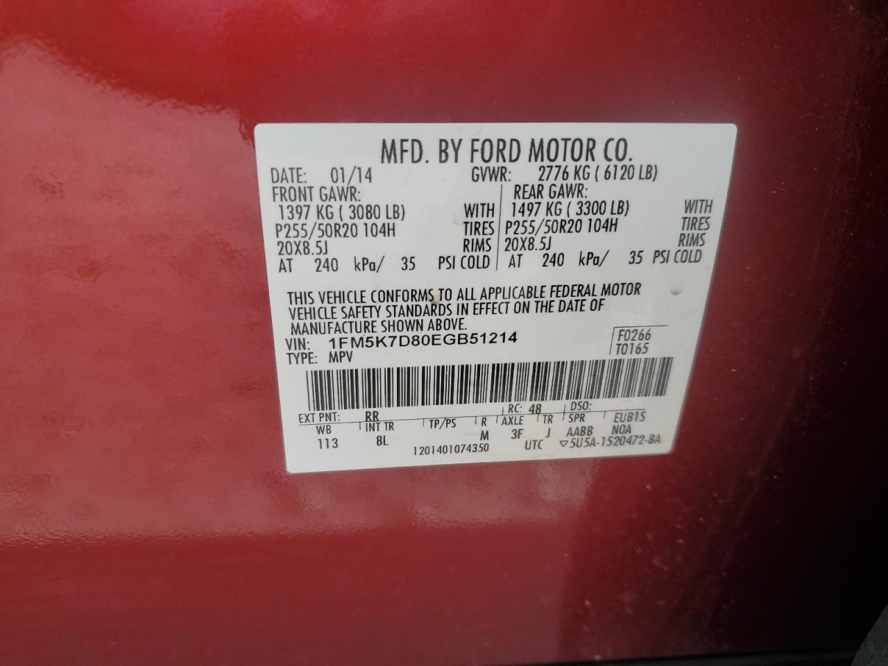 2014 Tesla Model S VIN: 5YJSA1H18EFP61764 Lot: 94050615