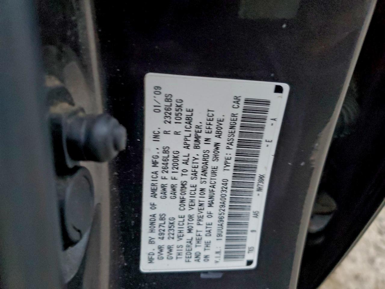 2009 Acura Tl VIN: 19UUA96529A003240 Lot: 93810435