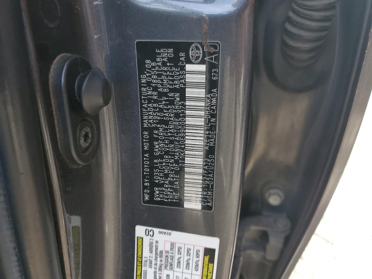 2009 Toyota Corolla Matrix S VIN: 2T1KE40E99C001373 Lot: 92056255