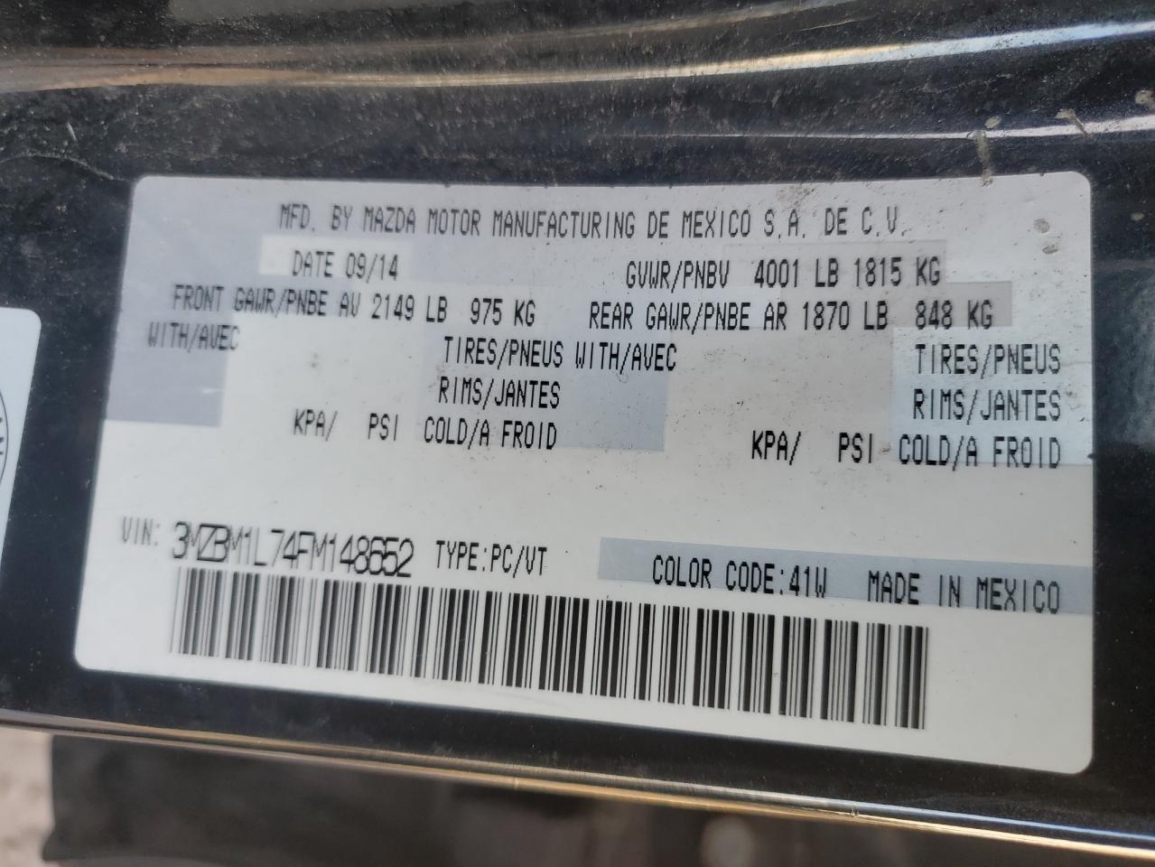 2015 Mazda 3 Touring VIN: 3MZBM1L74FM148652 Lot: 93473955