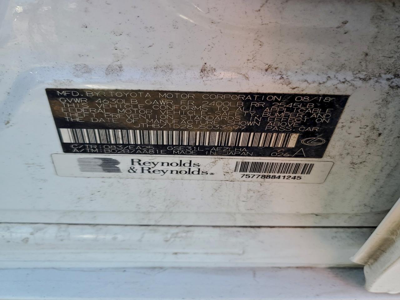 2018 Lexus Is 350 VIN: JTHBZ1D28J5033699 Lot: 93394535