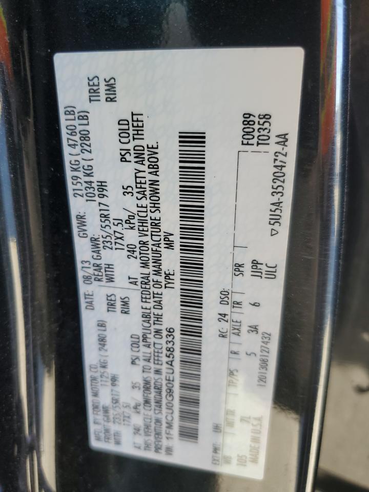 2014 Ford Escape Se VIN: 1FMCU0G90EUA58336 Lot: 92706335