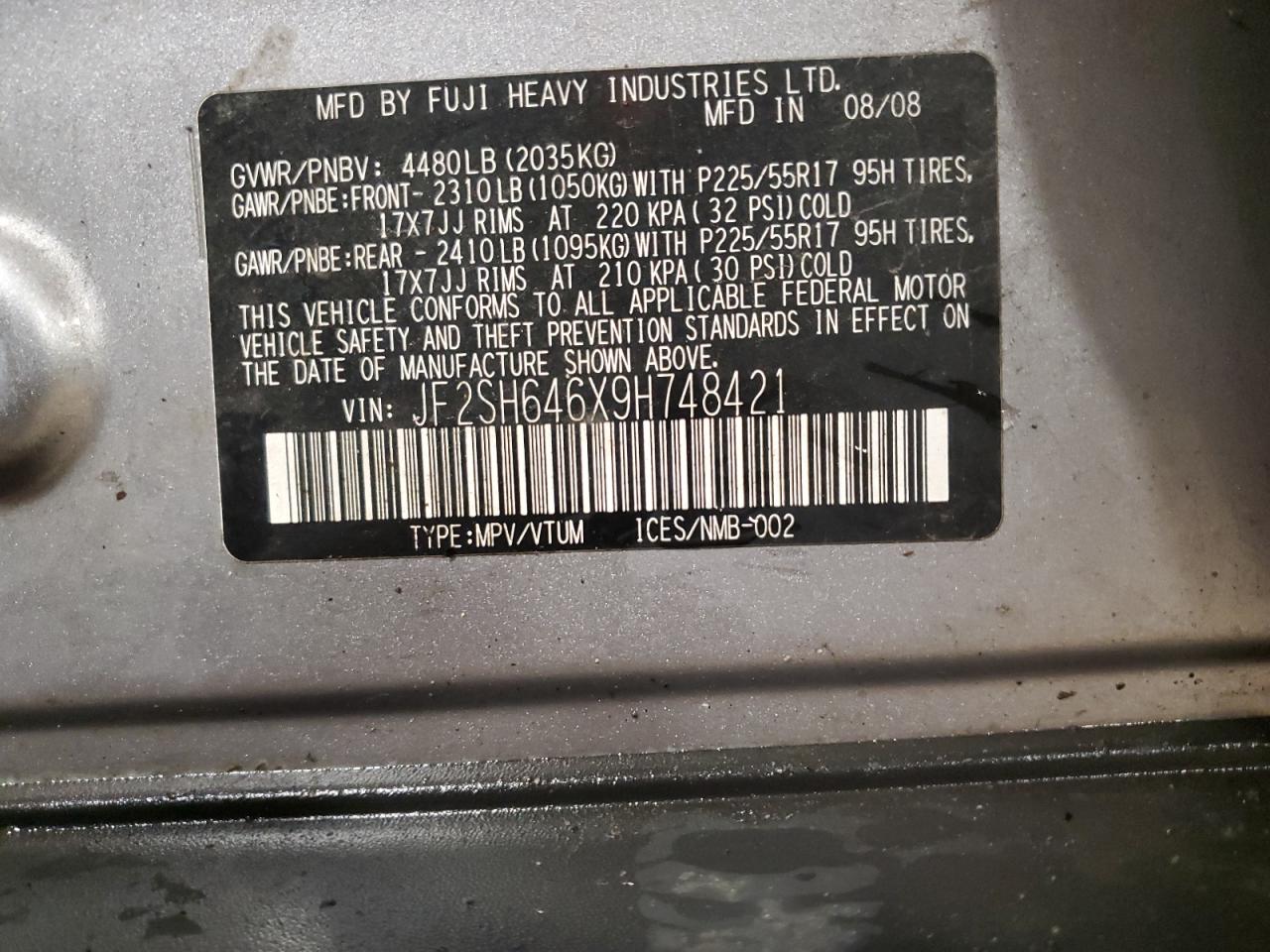 2009 Subaru Forester 2.5X Limited VIN: JF2SH646X9H748421 Lot: 93318145